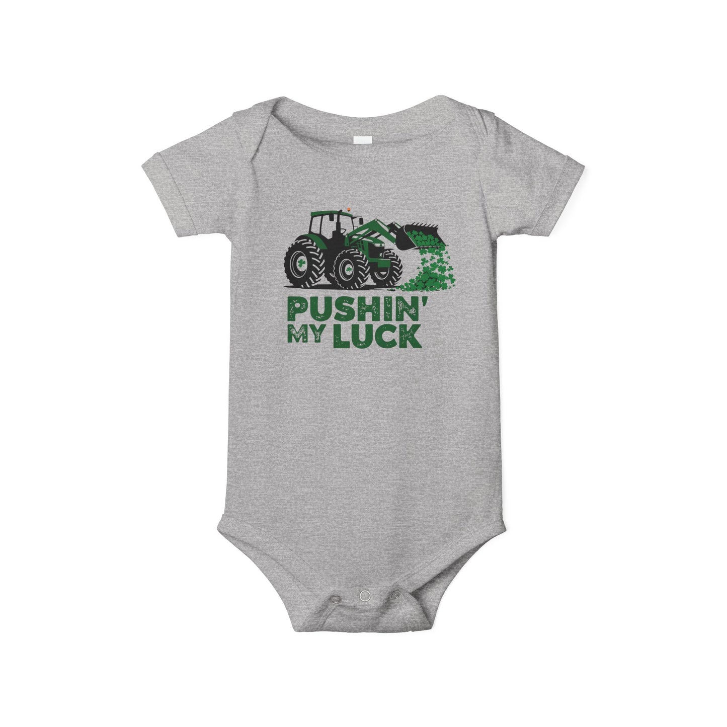 Pushin' My Luck Baby Bodysuit - Adorable Infant Jersey One Piece for Little Farmers