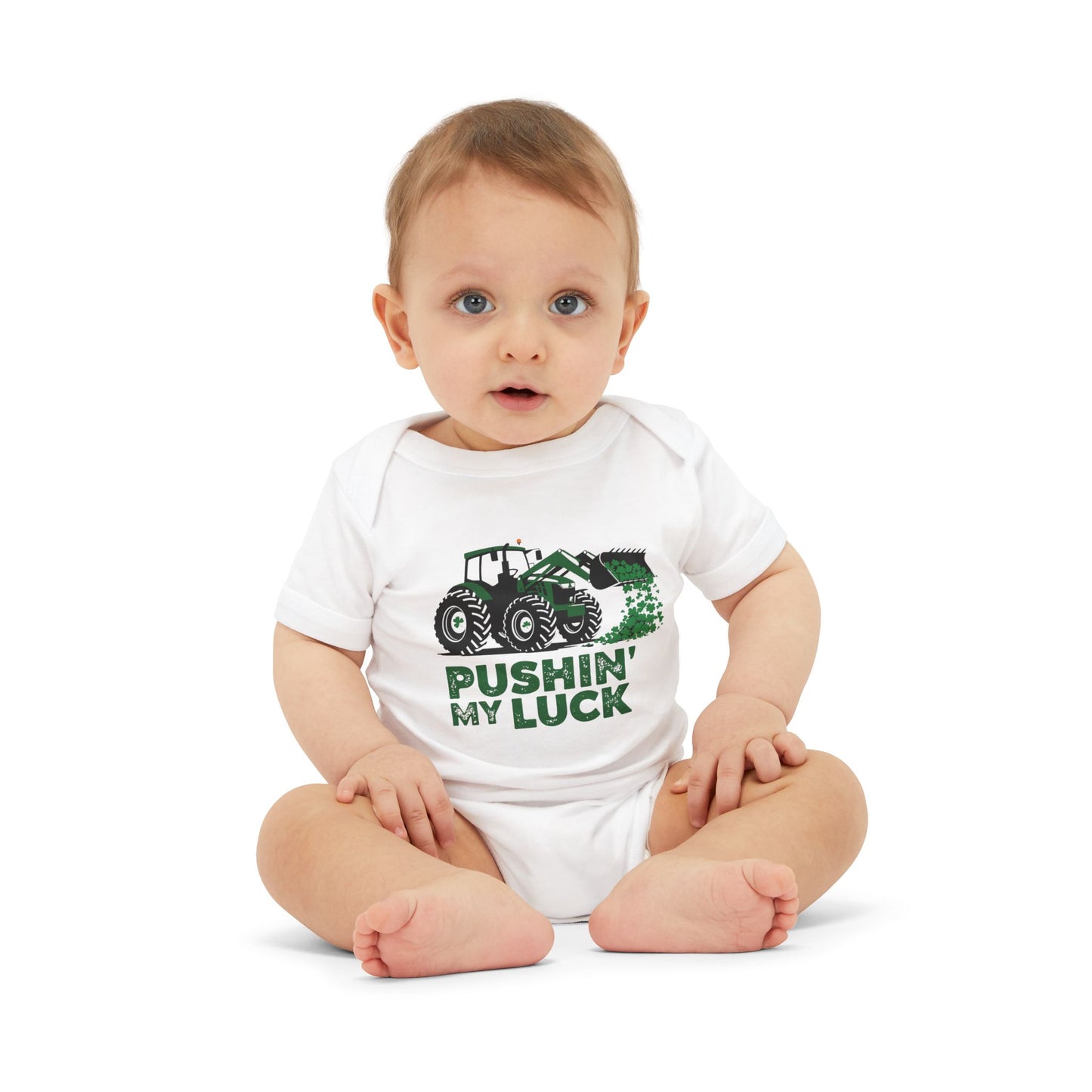 Pushin' My Luck Baby Bodysuit - Adorable Infant Jersey One Piece for Little Farmers