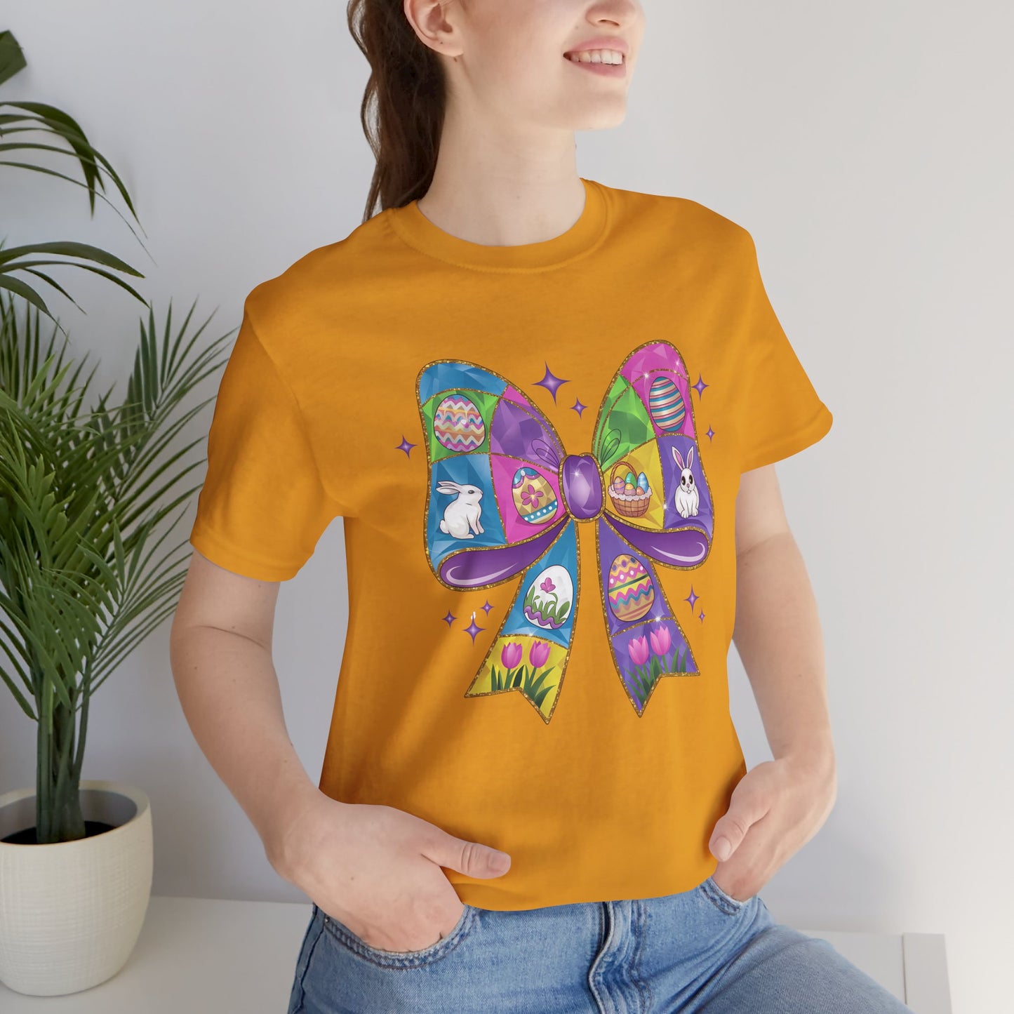 Easter Stained Glass Bow Design - Unisex Jersey Short Sleeve Tee