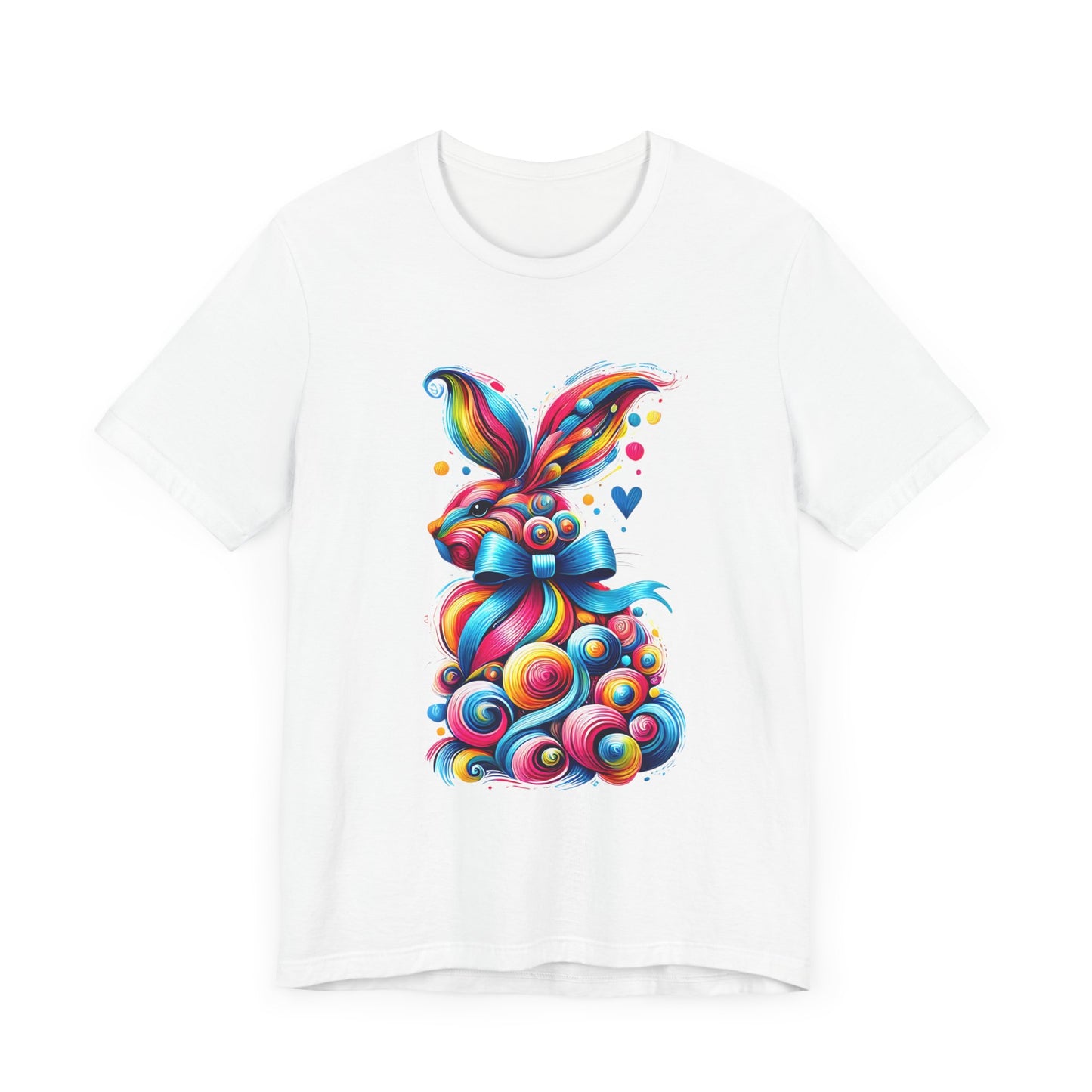 "Whimsical Abstract Bunny: A Burst of Color and Charm" Unisex Jersey Short Sleeve Tee