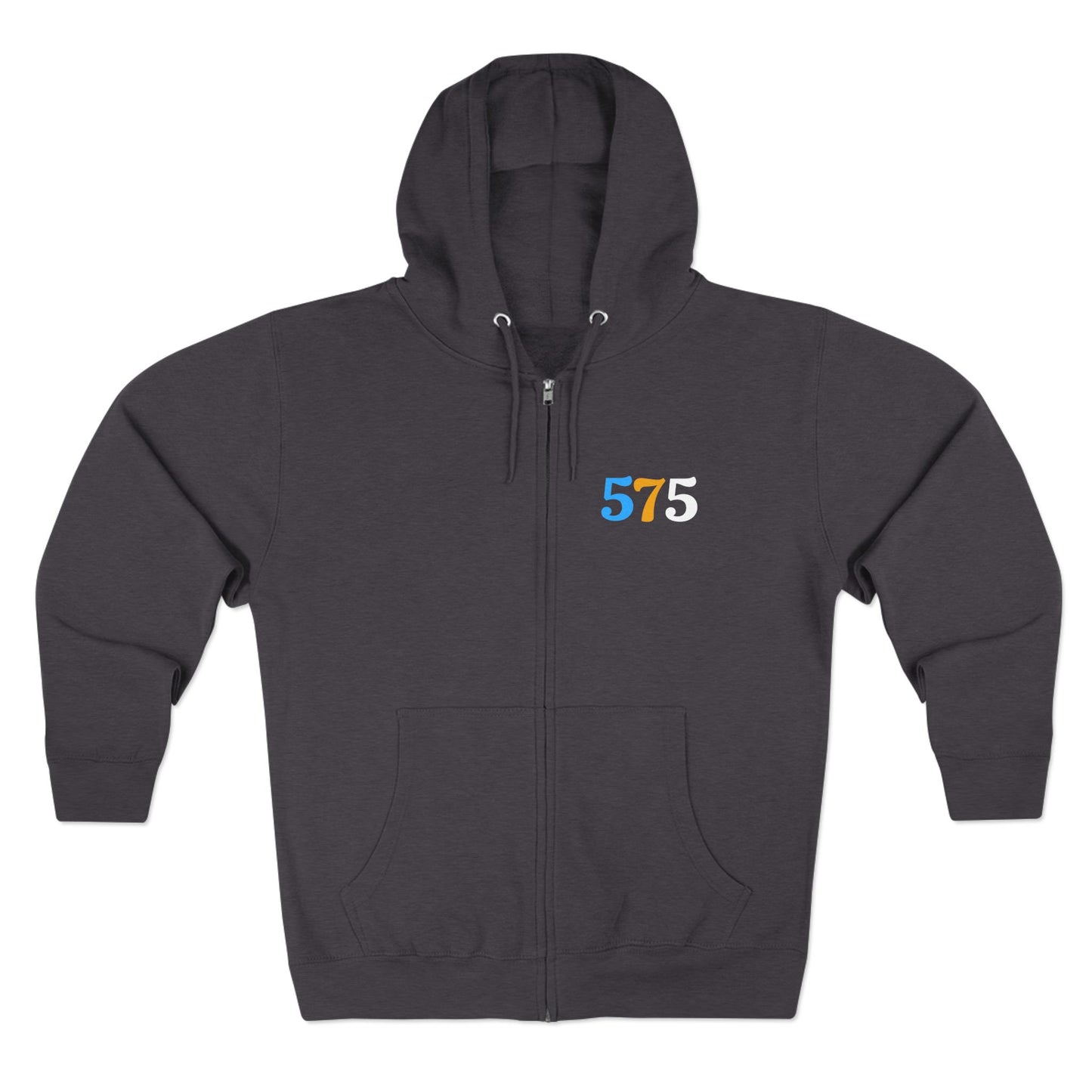Zip Hoodie — Vintage Native Chief Graphic with "575" Chest Accent