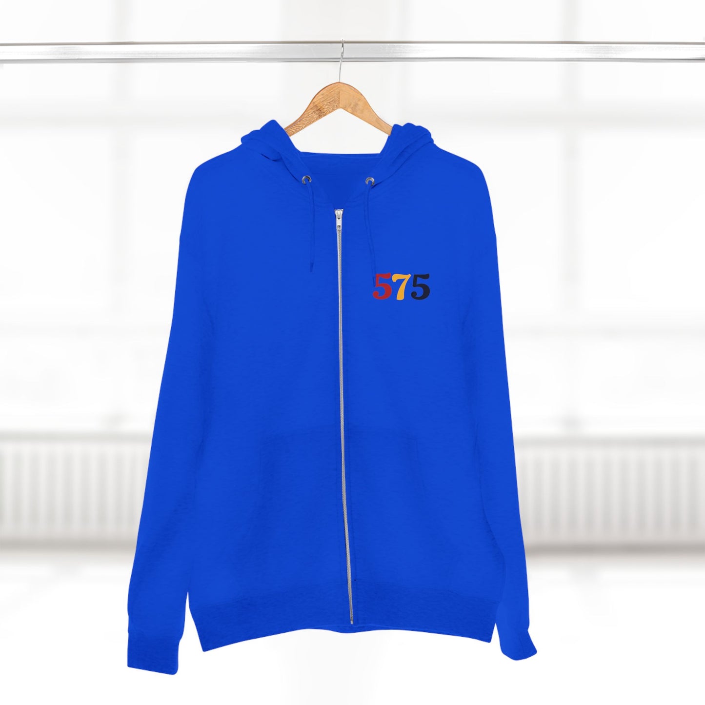 Zip Hoodie — Vintage Native Chief Graphic with "575" Chest Accent