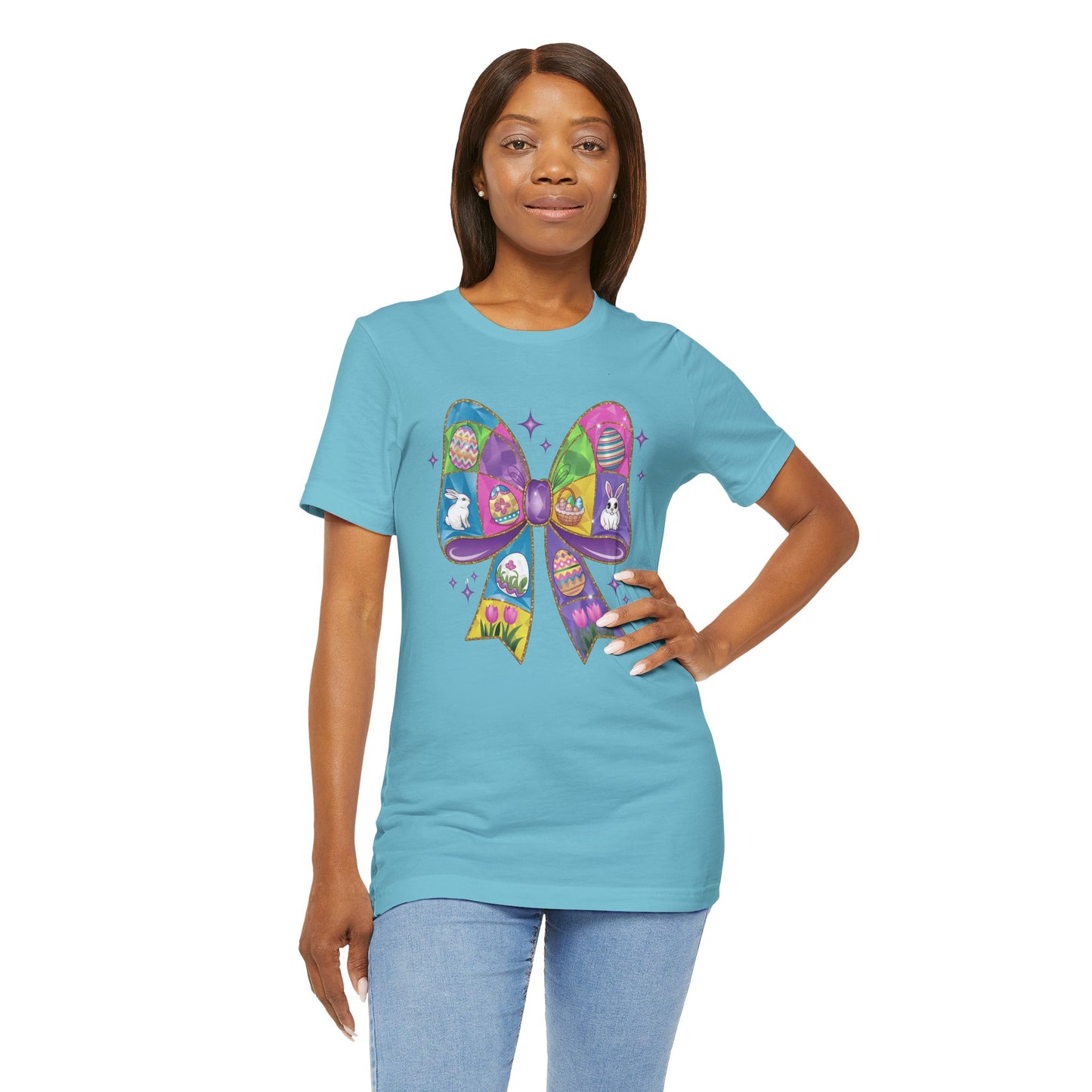 Easter Stained Glass Bow Design - Unisex Jersey Short Sleeve Tee