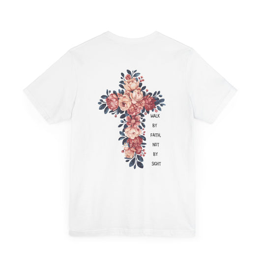 Inspirational Jesus Floral Cross Tee - Unisex Short Sleeve Shirt