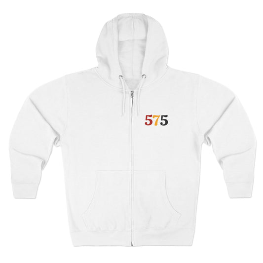 Zip Hoodie — Vintage Native Chief Graphic with "575" Chest Accent