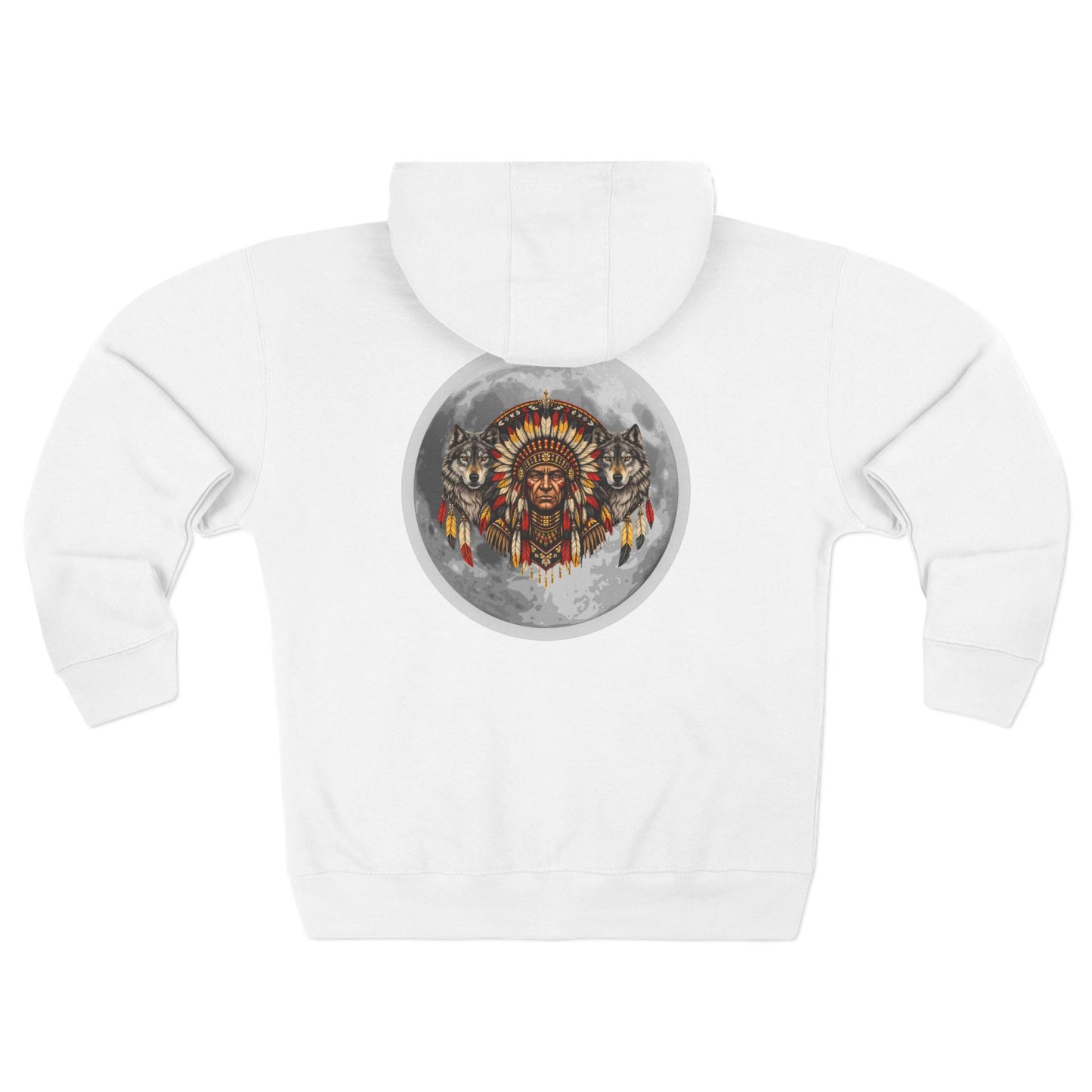 Zip Hoodie — Vintage Native Chief Graphic with "575" Chest Accent