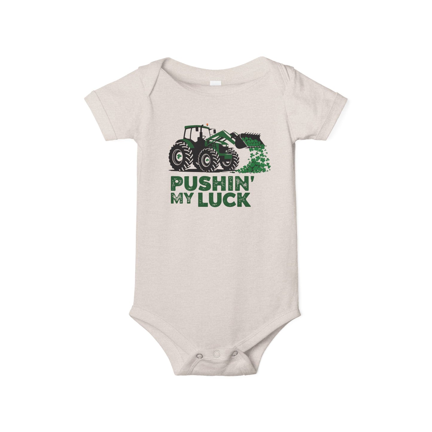 Pushin' My Luck Baby Bodysuit - Adorable Infant Jersey One Piece for Little Farmers