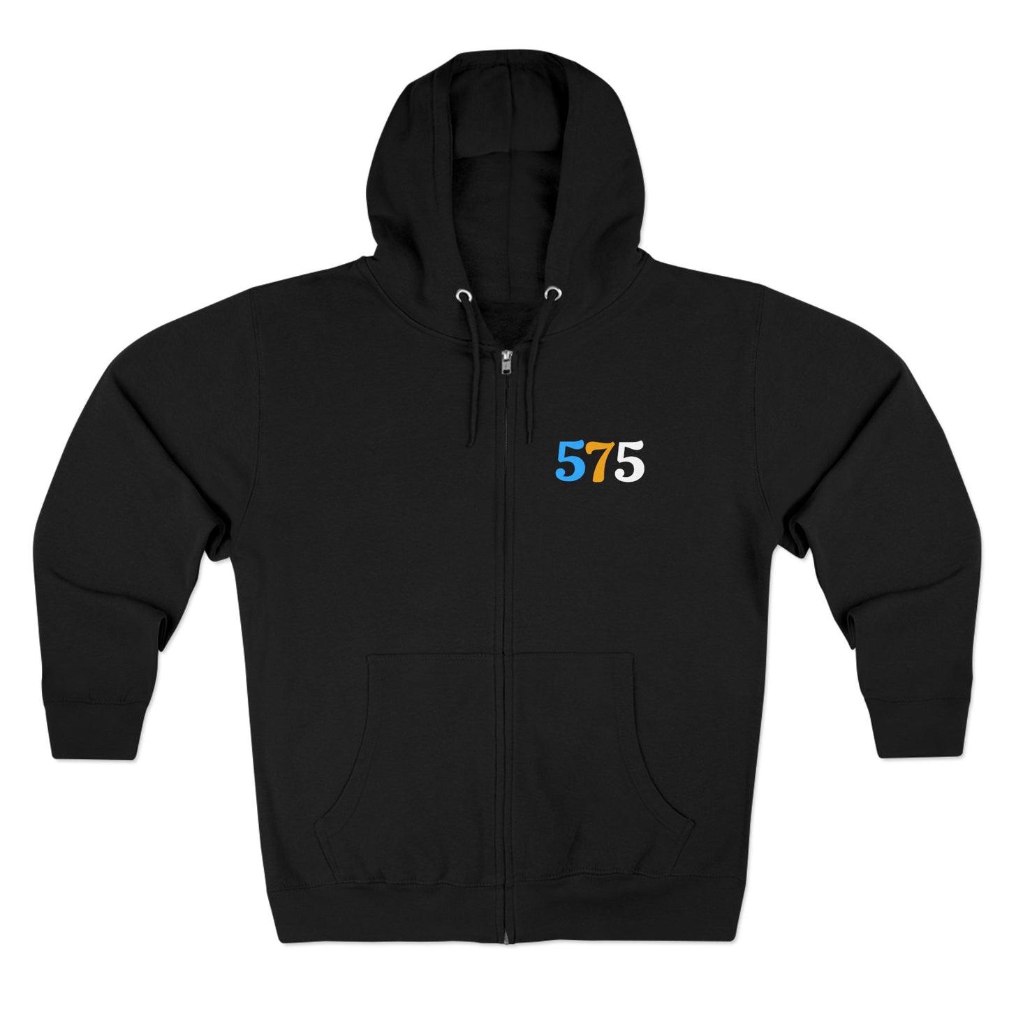 Zip Hoodie — Vintage Native Chief Graphic with "575" Chest Accent