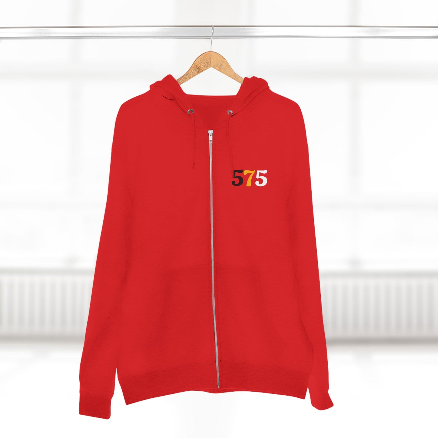Zip Hoodie — Vintage Native Chief Graphic with "575" Chest Accent