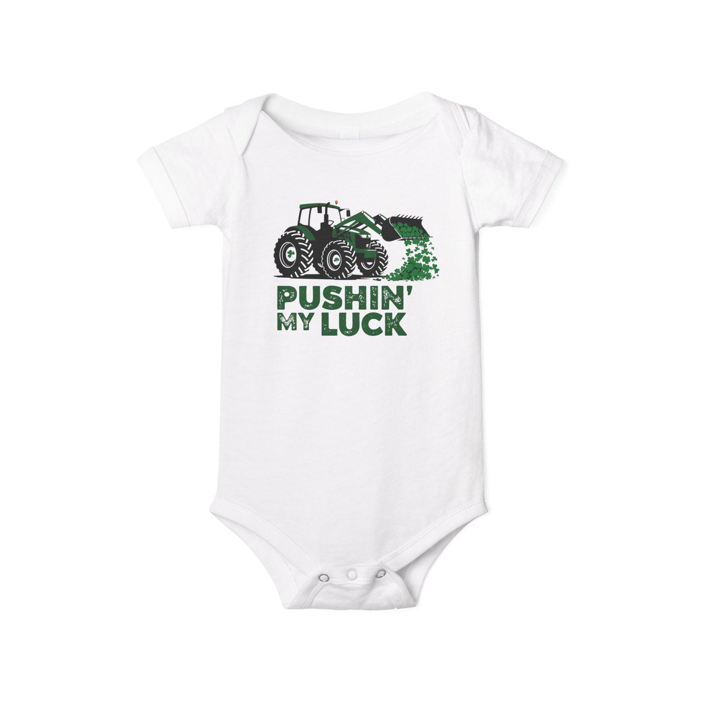 Pushin' My Luck Baby Bodysuit - Adorable Infant Jersey One Piece for Little Farmers