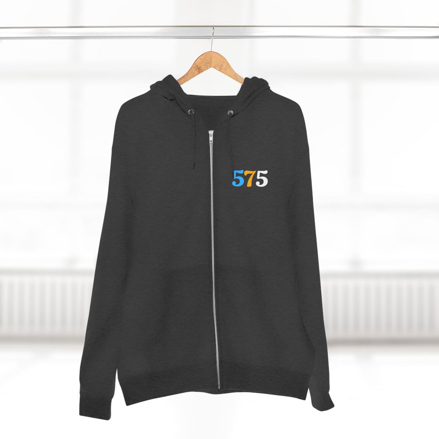 Zip Hoodie — Vintage Native Chief Graphic with "575" Chest Accent