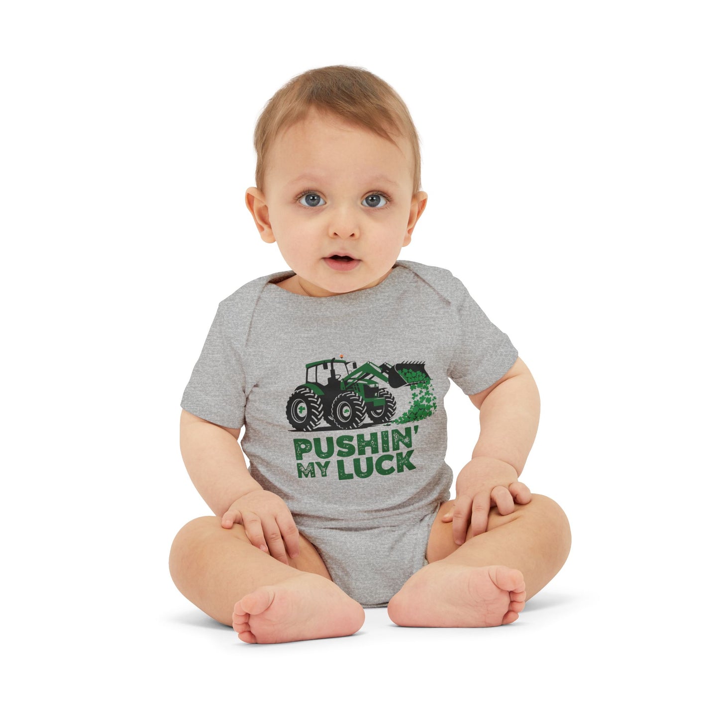 Pushin' My Luck Baby Bodysuit - Adorable Infant Jersey One Piece for Little Farmers