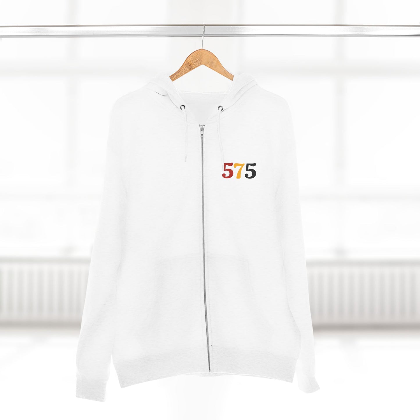 Zip Hoodie — Vintage Native Chief Graphic with "575" Chest Accent