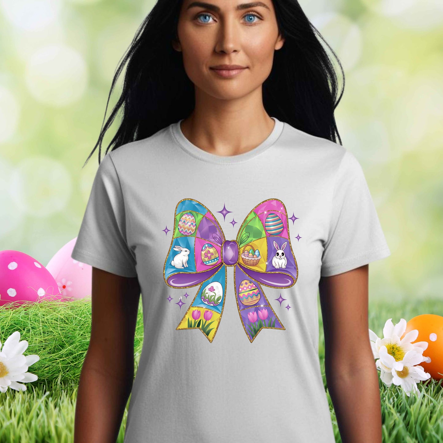 Easter Stained Glass Bow Design - Unisex Jersey Short Sleeve Tee