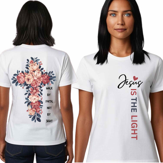 Inspirational Jesus Floral Cross Tee - Unisex Short Sleeve Shirt