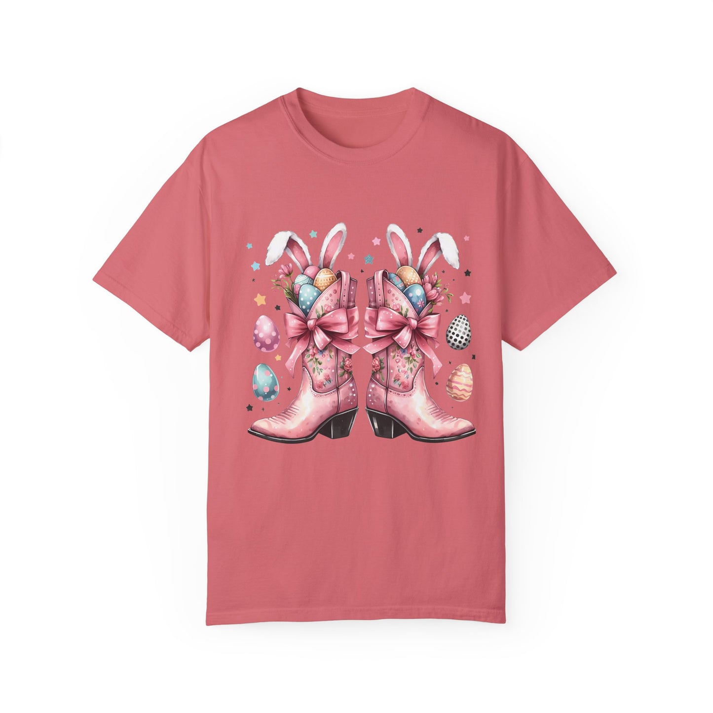 Easter-Themed Cowboy Boot Design-Unisex Garment-Dyed T-shirt