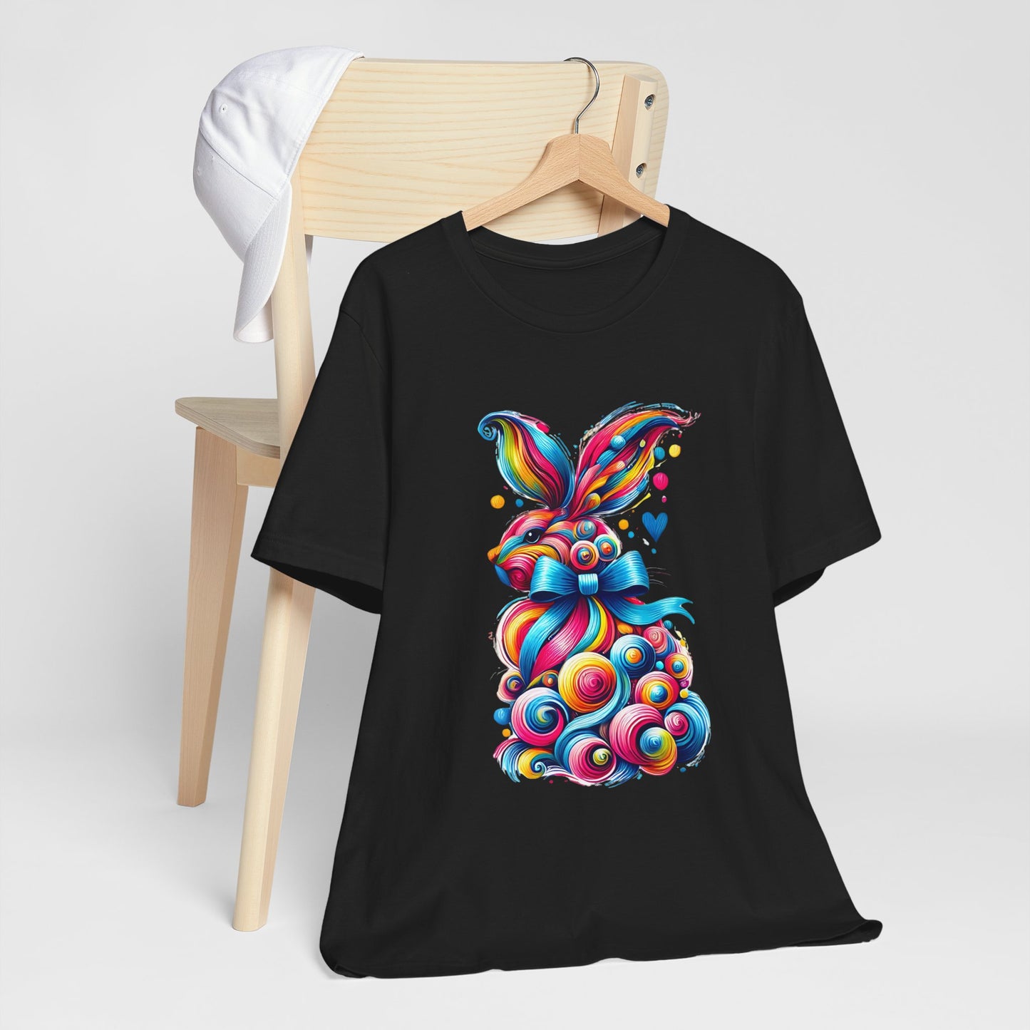 "Whimsical Abstract Bunny: A Burst of Color and Charm" Unisex Jersey Short Sleeve Tee