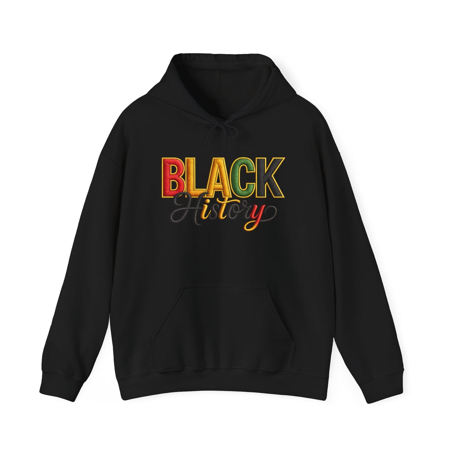Black History Hoodie — Retro Pan-African Script Pullover for Black History Month