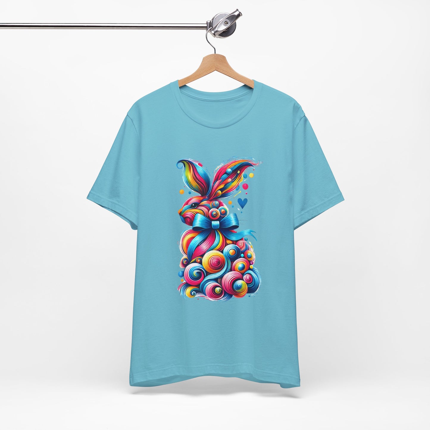 "Whimsical Abstract Bunny: A Burst of Color and Charm" Unisex Jersey Short Sleeve Tee