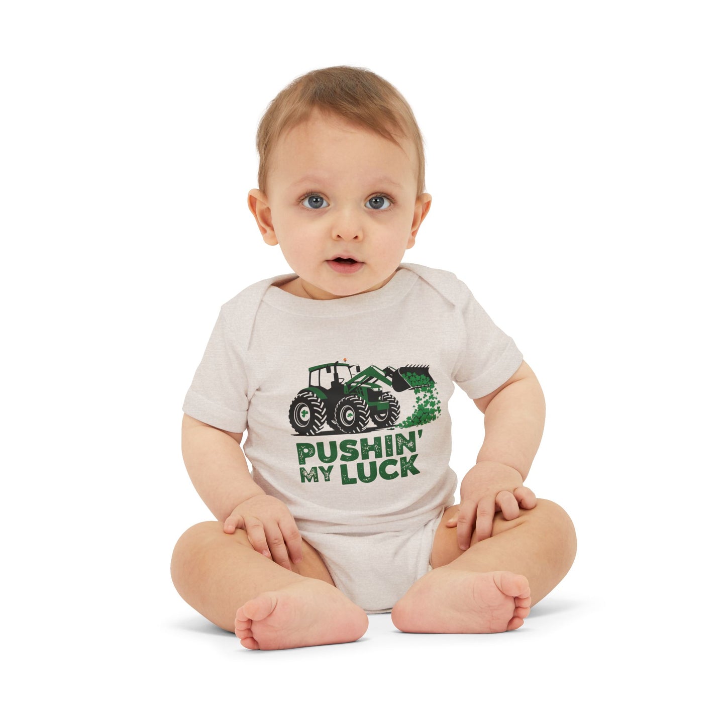 Pushin' My Luck Baby Bodysuit - Adorable Infant Jersey One Piece for Little Farmers