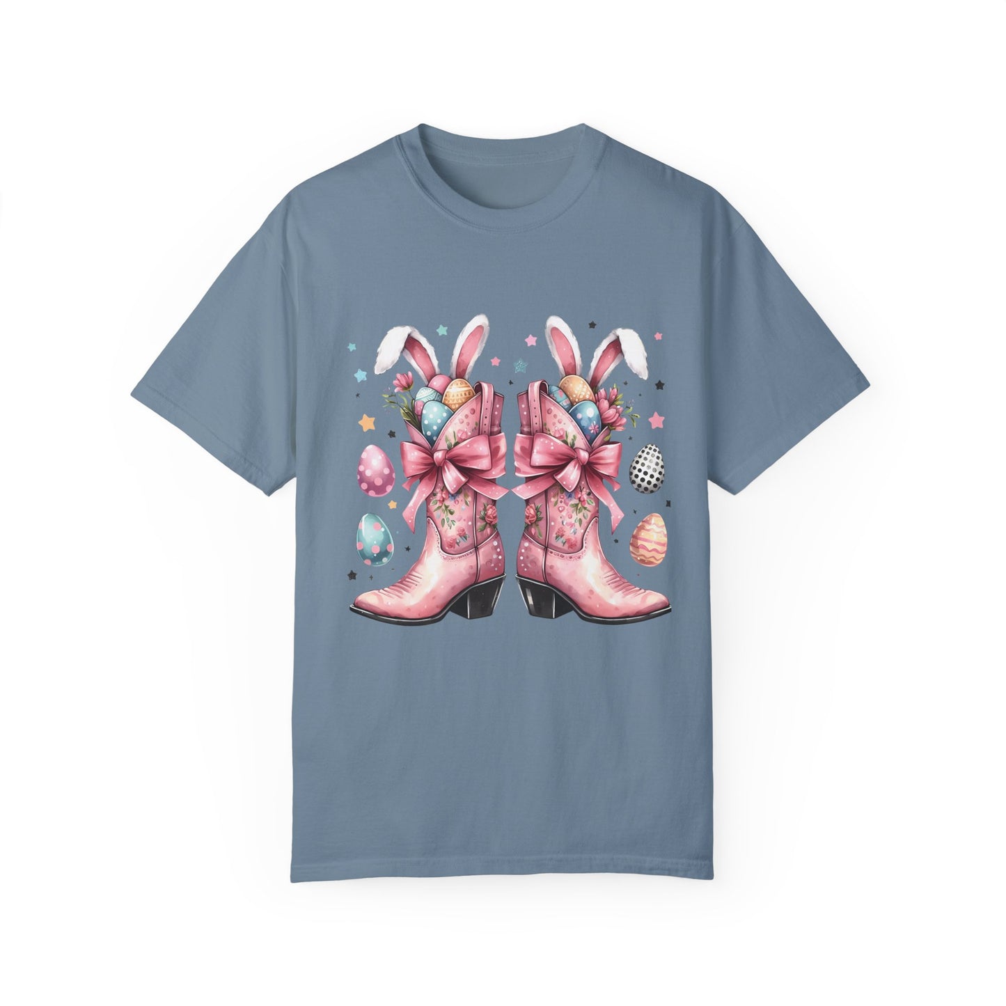 Easter-Themed Cowboy Boot Design-Unisex Garment-Dyed T-shirt