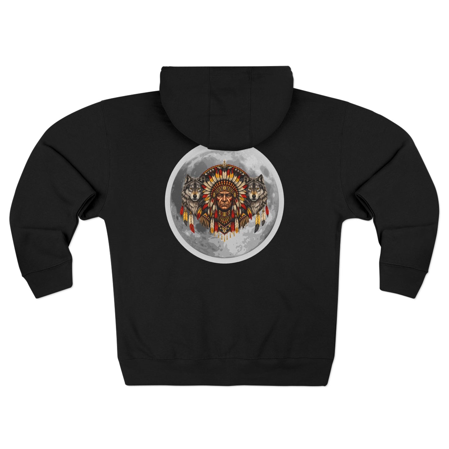 Zip Hoodie — Vintage Native Chief Graphic with "575" Chest Accent