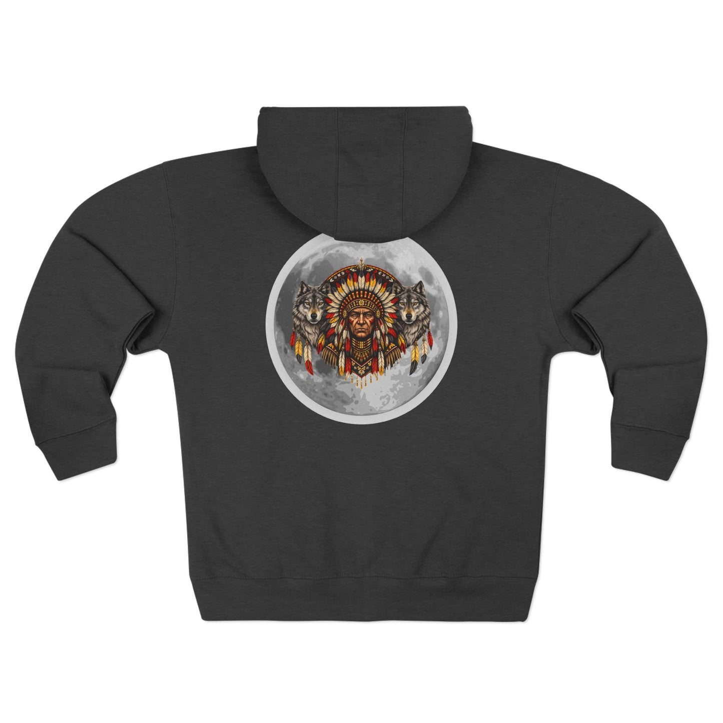 Zip Hoodie — Vintage Native Chief Graphic with "575" Chest Accent