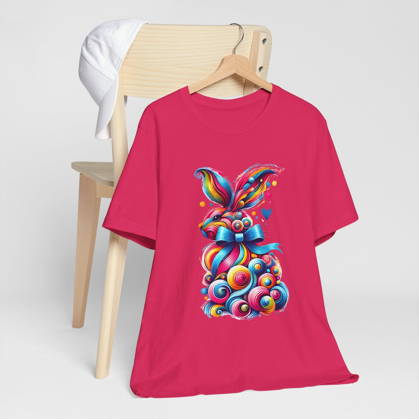 "Whimsical Abstract Bunny: A Burst of Color and Charm" Unisex Jersey Short Sleeve Tee