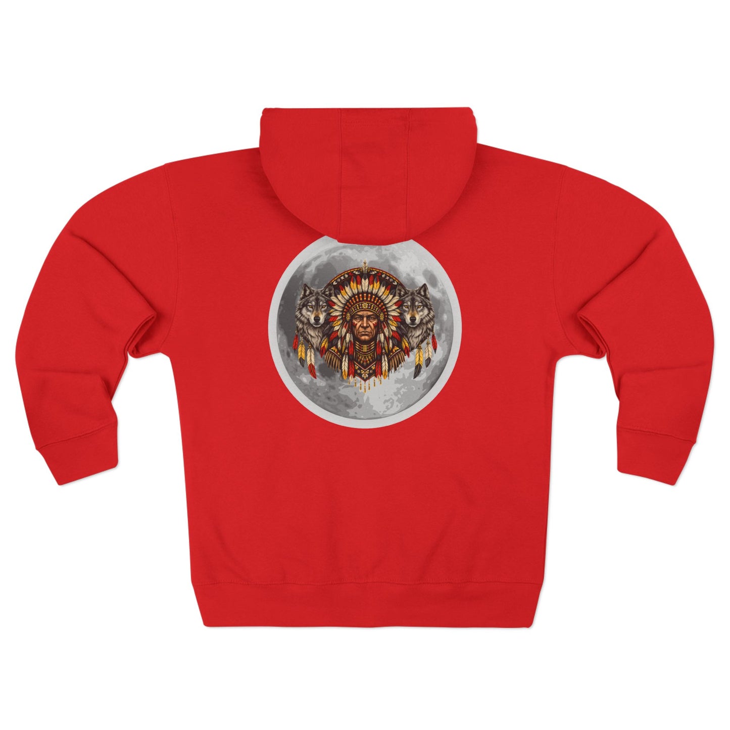 Zip Hoodie — Vintage Native Chief Graphic with "575" Chest Accent