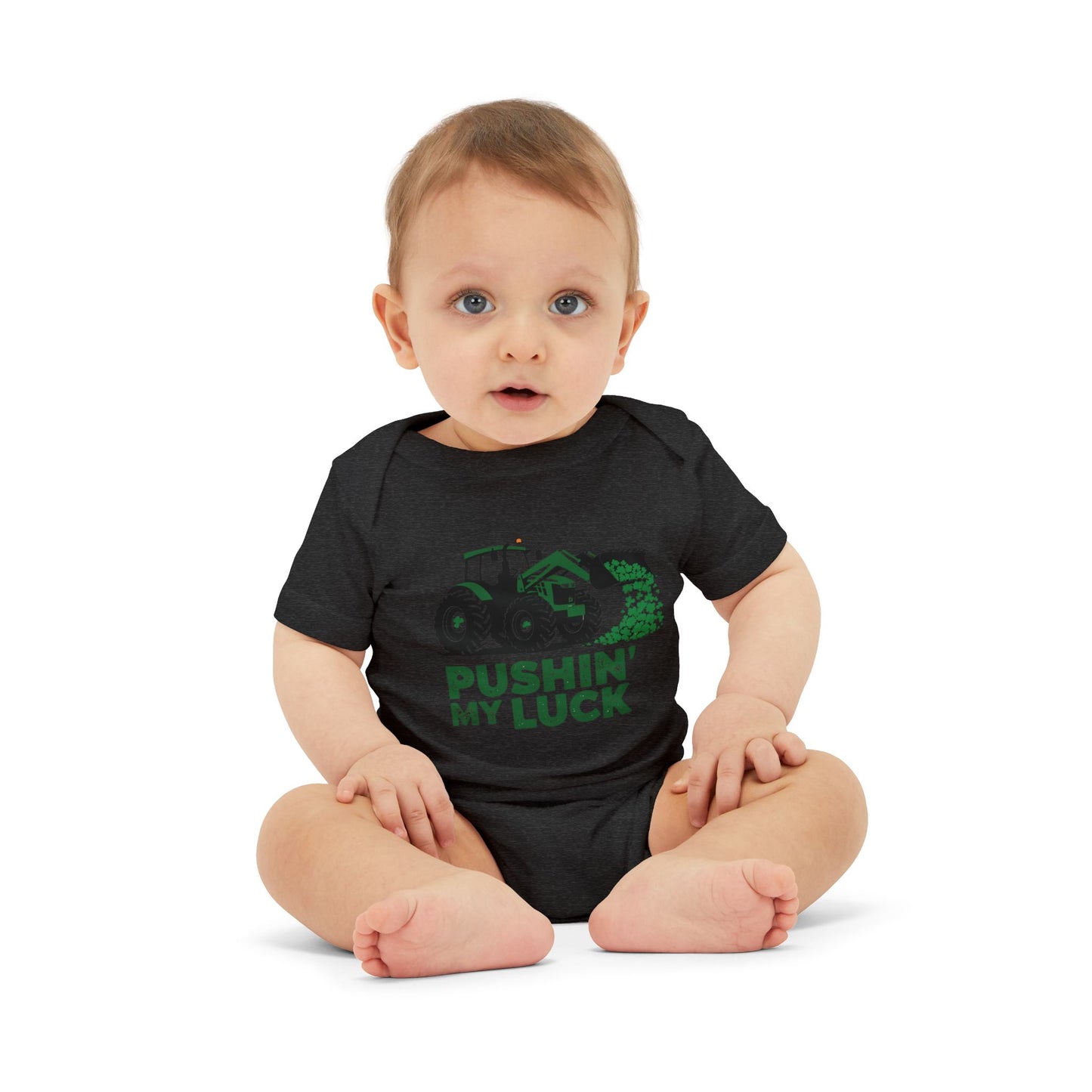 Pushin' My Luck Baby Bodysuit - Adorable Infant Jersey One Piece for Little Farmers