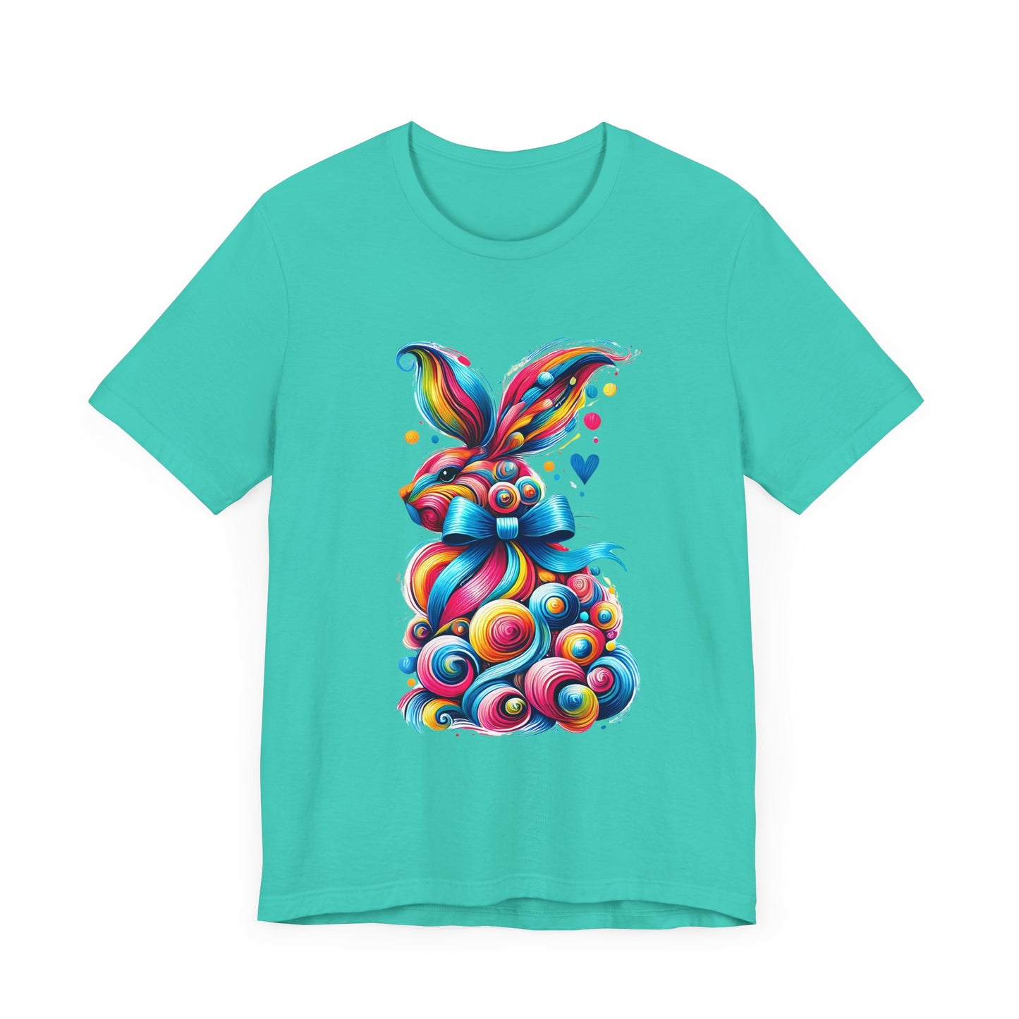 "Whimsical Abstract Bunny: A Burst of Color and Charm" Unisex Jersey Short Sleeve Tee