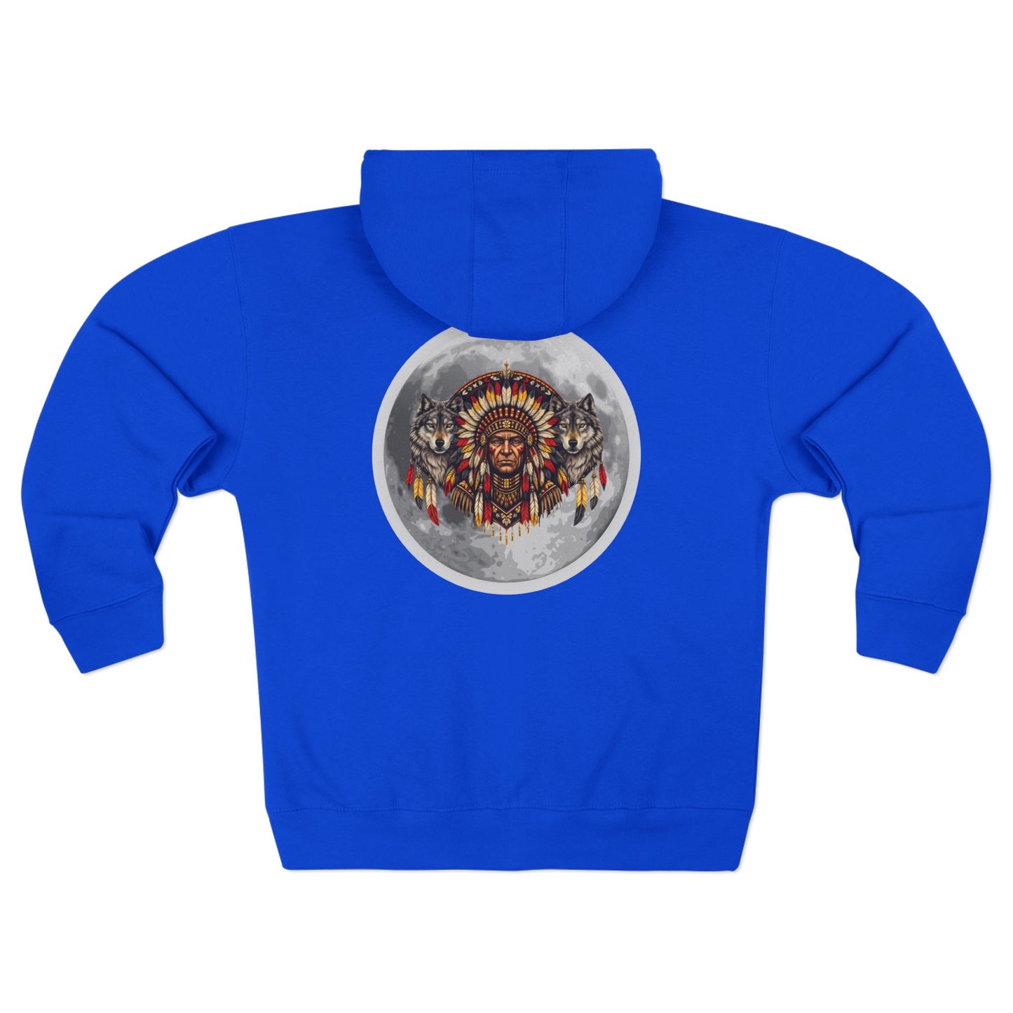 Zip Hoodie — Vintage Native Chief Graphic with "575" Chest Accent